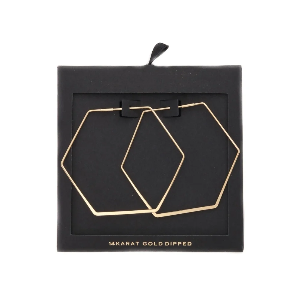 NWT - Hexagon hoop gold dip hoop earrings - Picture 1 of 2